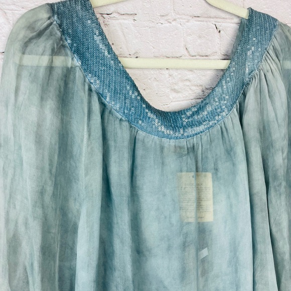 🆕 Piazza Roma 100% Silk Sheer Designer Sequin Fairycore Whimsical Size Small - Picture 2 of 7